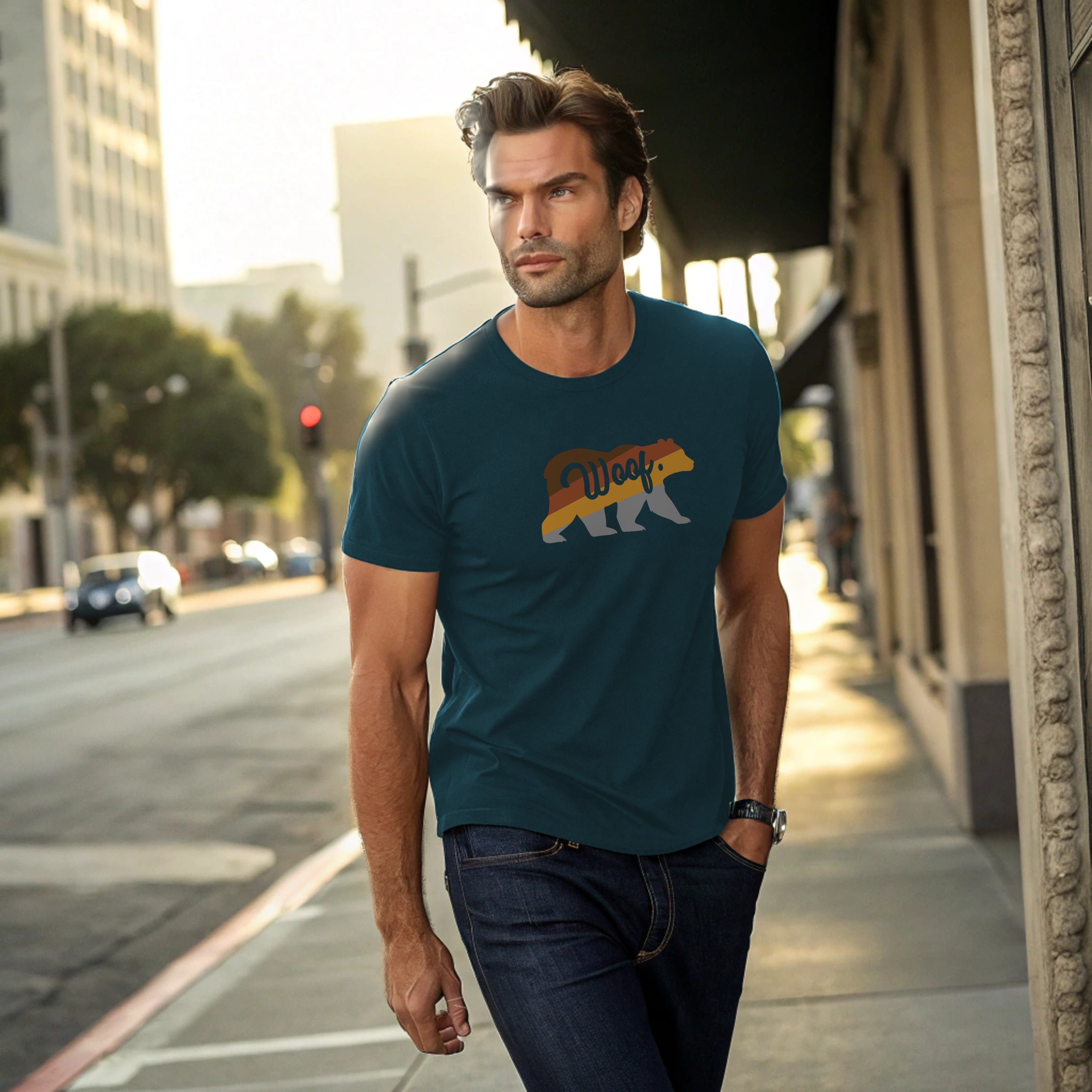 Woof in the Bear Renkli T-Shirt